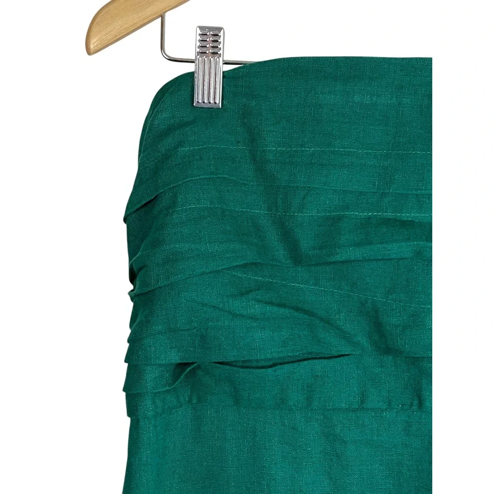 Abercrombie & Fitch Green Linen Blend Strapless Pleated Maxi Dress LT Large Tall